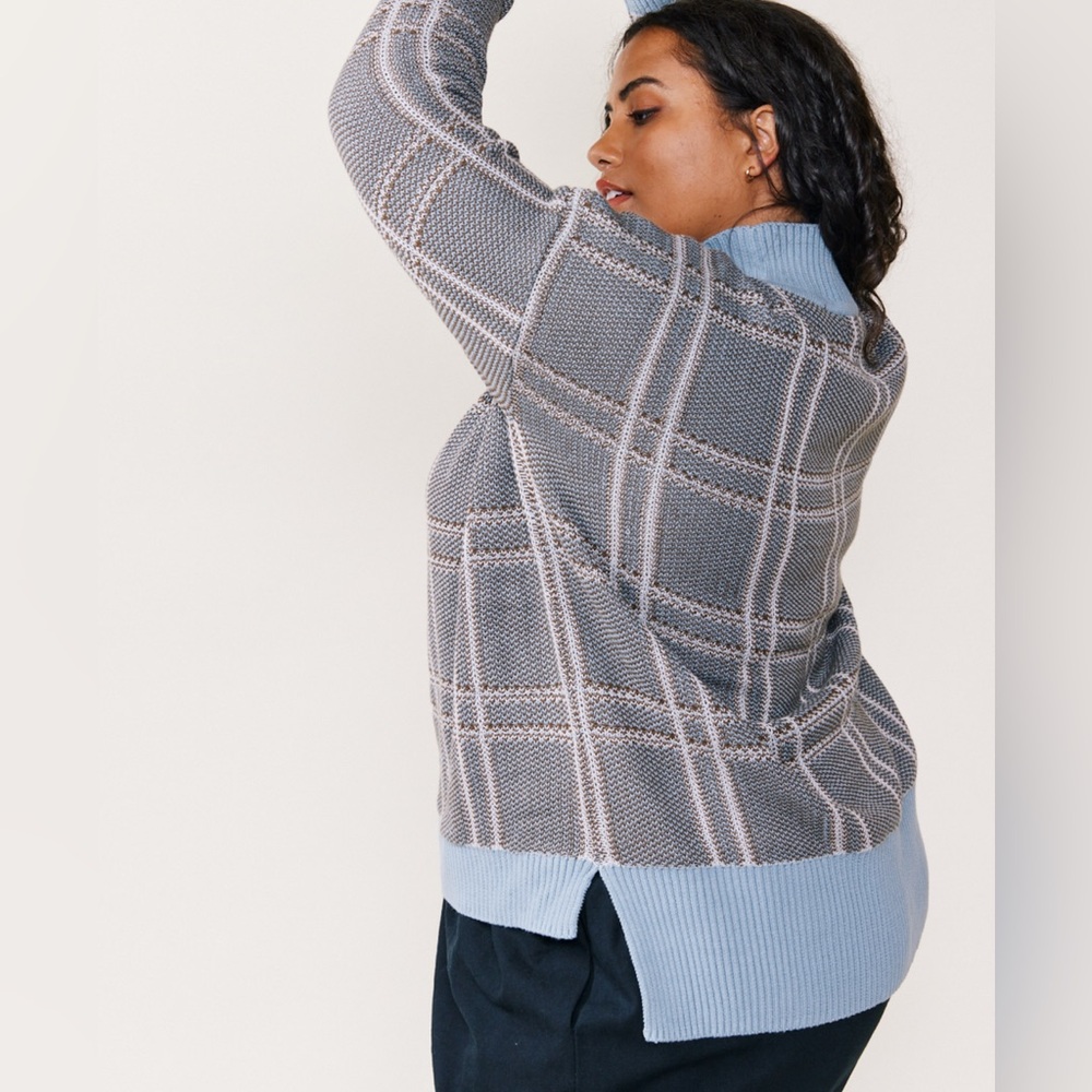 Able Jana Patterned Plaid Turtleneck Sweater 1X - Picture 2 of 7